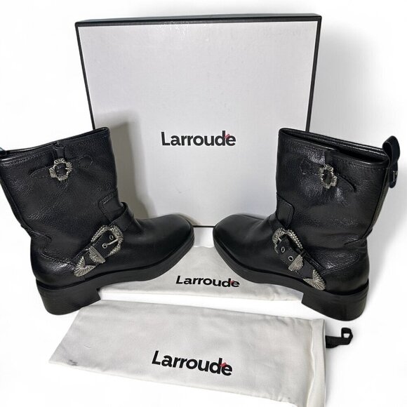 Larroude Shoes - Larroude Women's Hardy Buckle Black Moto Boot EU 37.5 NEW IN BOX